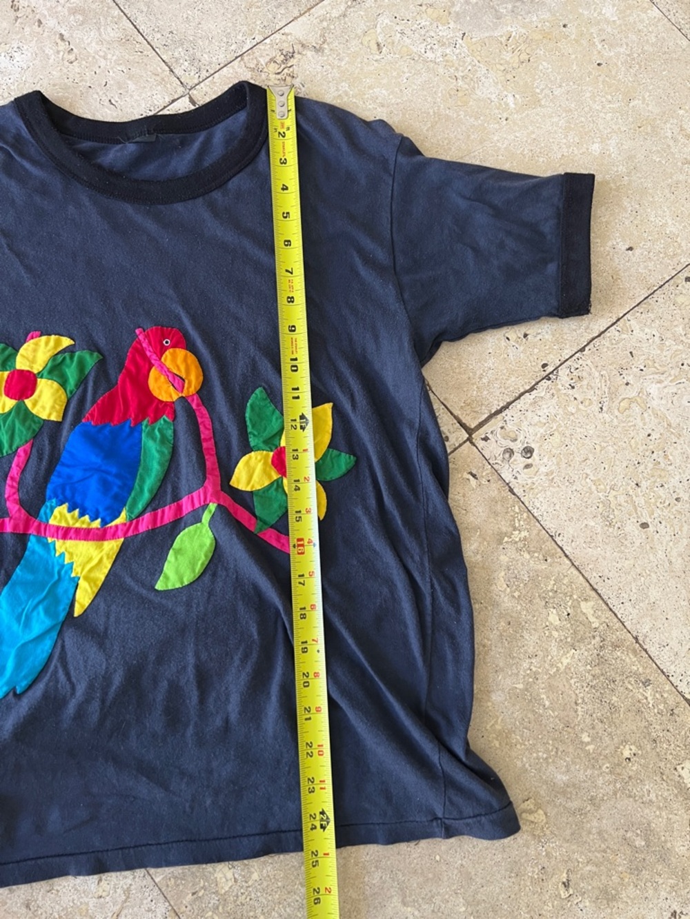 Vintage Black Parrot Mola Embroidery Tee Shirt S - Picture 9 of 10